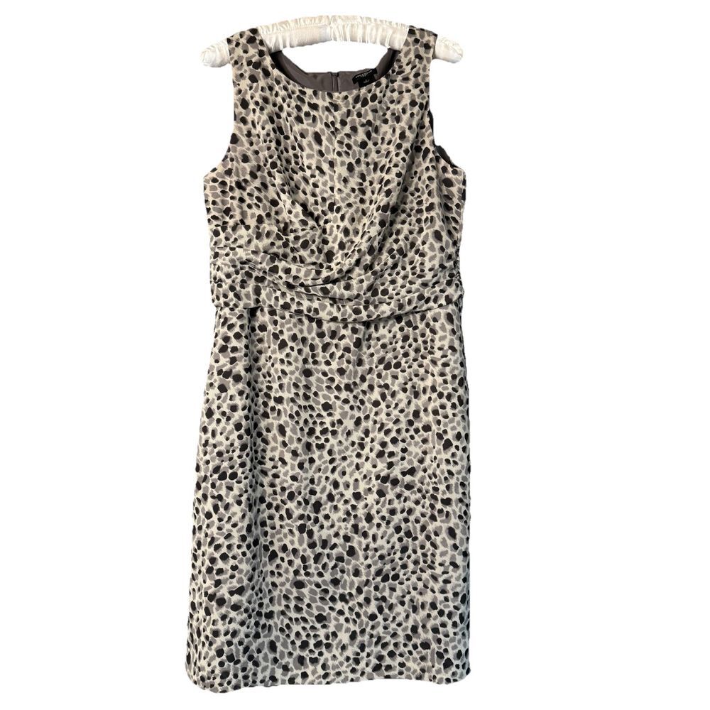 Ann Taylor Est. 1954 Sleeveless Animal Print Dress Size 8 Grey‎ Black Lined